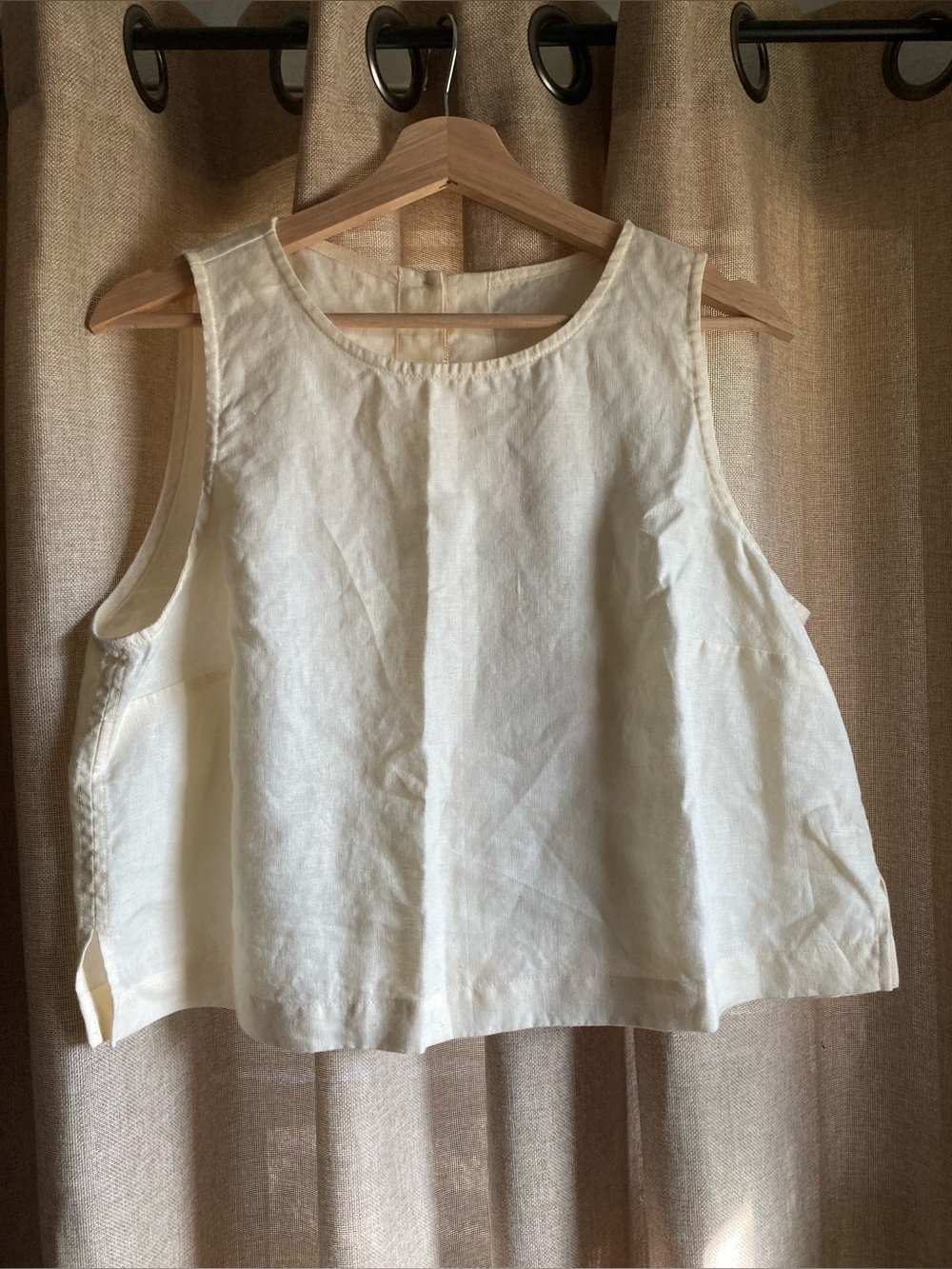 NPL Bay Linen Crop Top in Light Butter